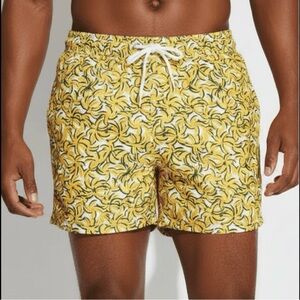 Original Use Yellow and Black Patterned Men's Swim Board Shorts